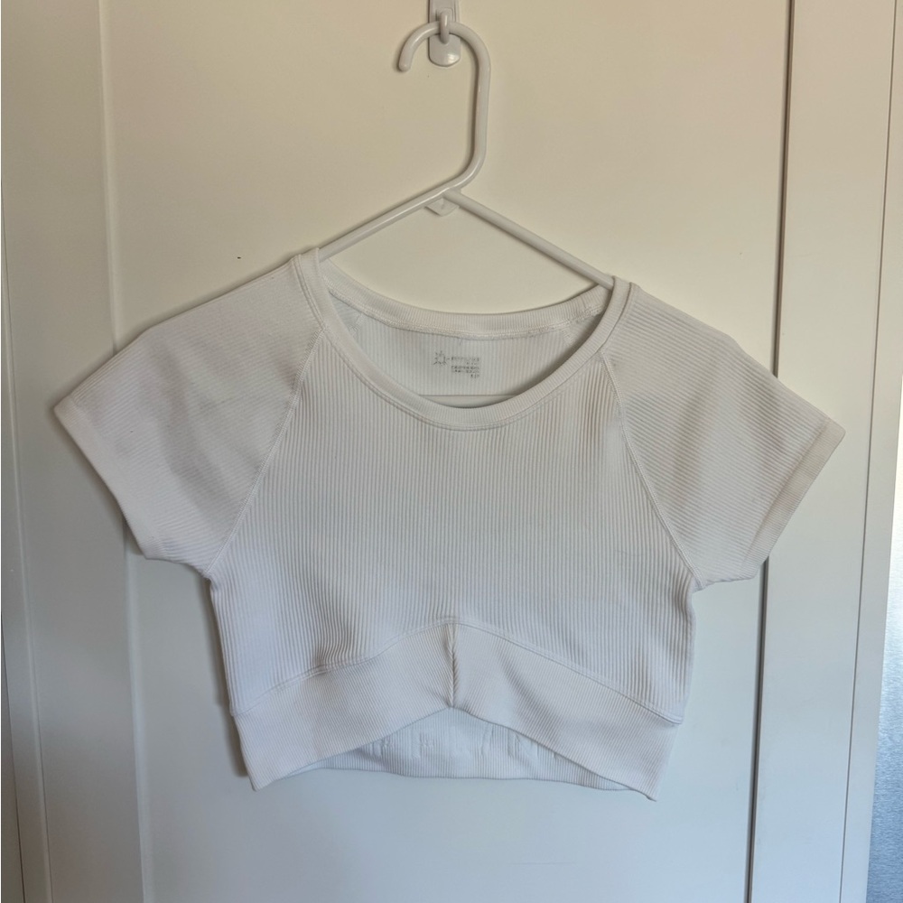 Aerie White Crop Top Classic Crew Neck Small